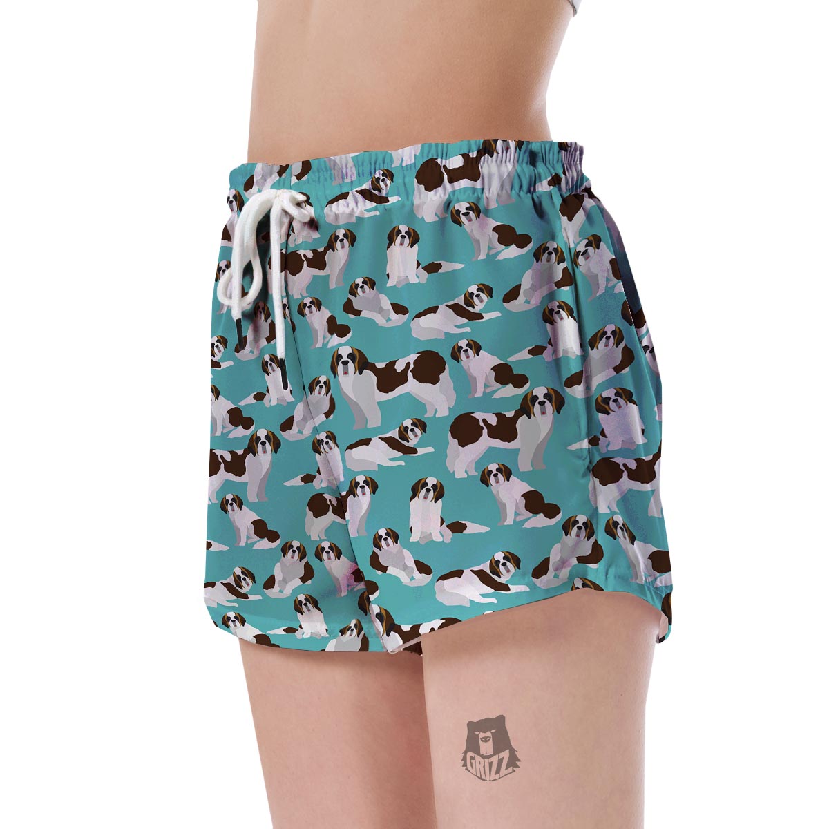 St Bernard Blue Pattern Print Women's Shorts-grizzshop