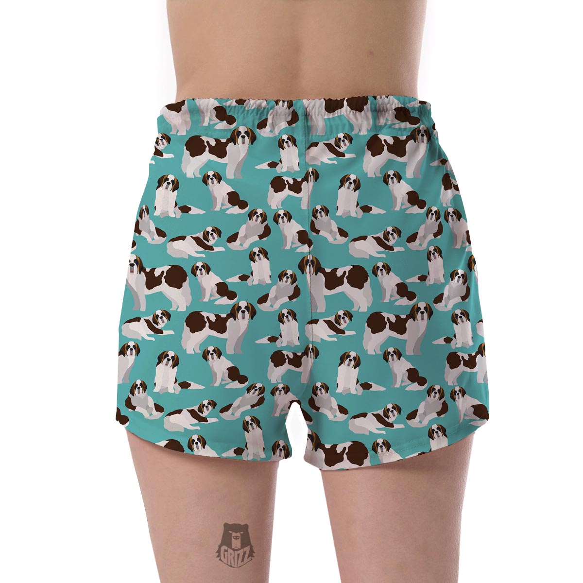 St Bernard Blue Pattern Print Women's Shorts-grizzshop