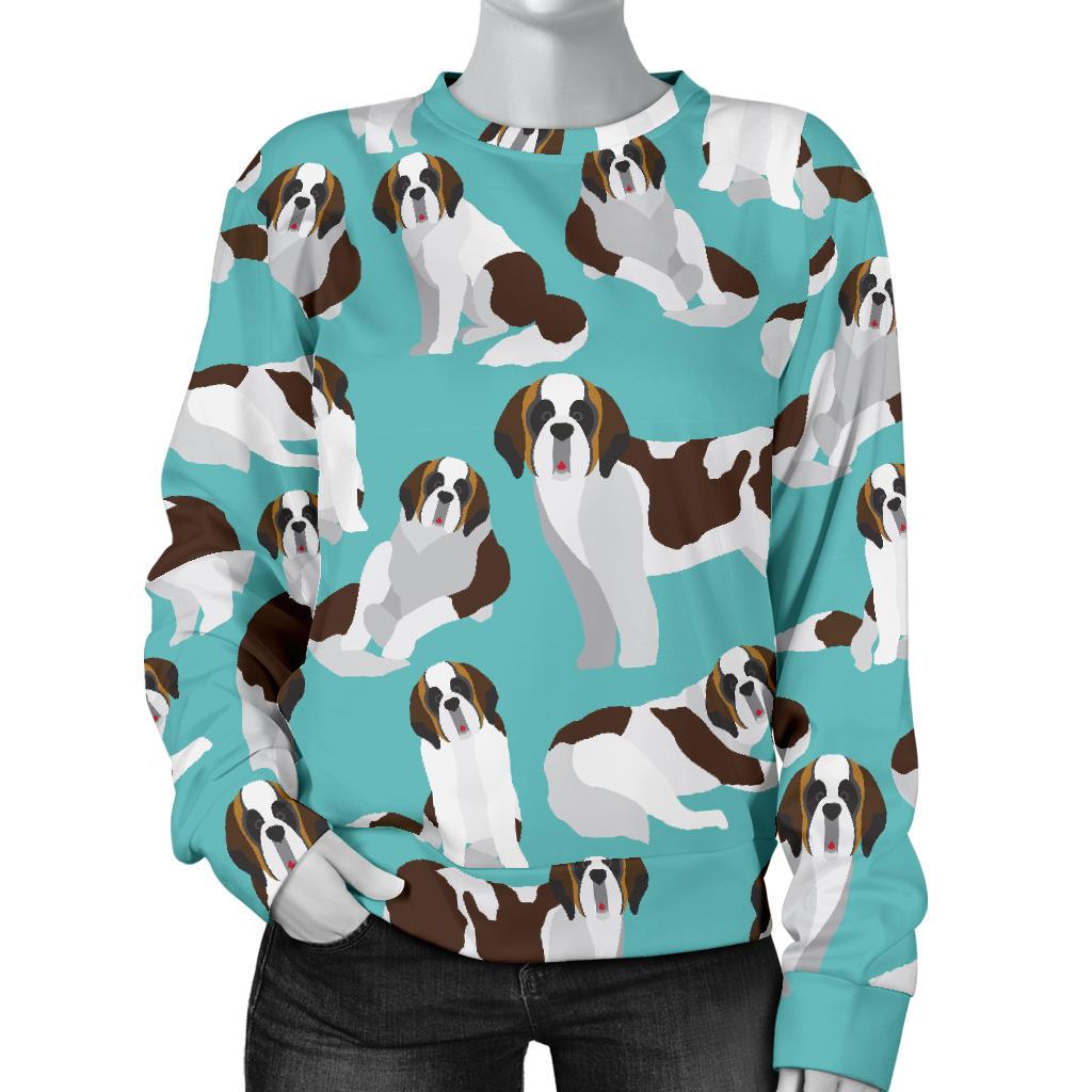 St Bernard Blue Pattern Print Women's Sweatshirt-grizzshop