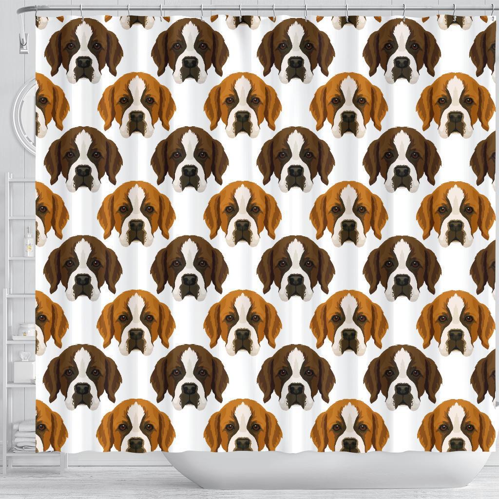 St Bernard Pattern Print Bathroom Shower Curtain-grizzshop