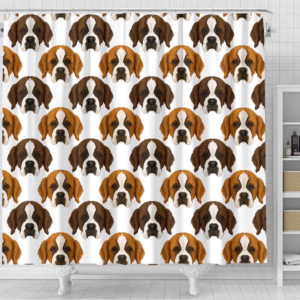 St Bernard Pattern Print Bathroom Shower Curtain-grizzshop