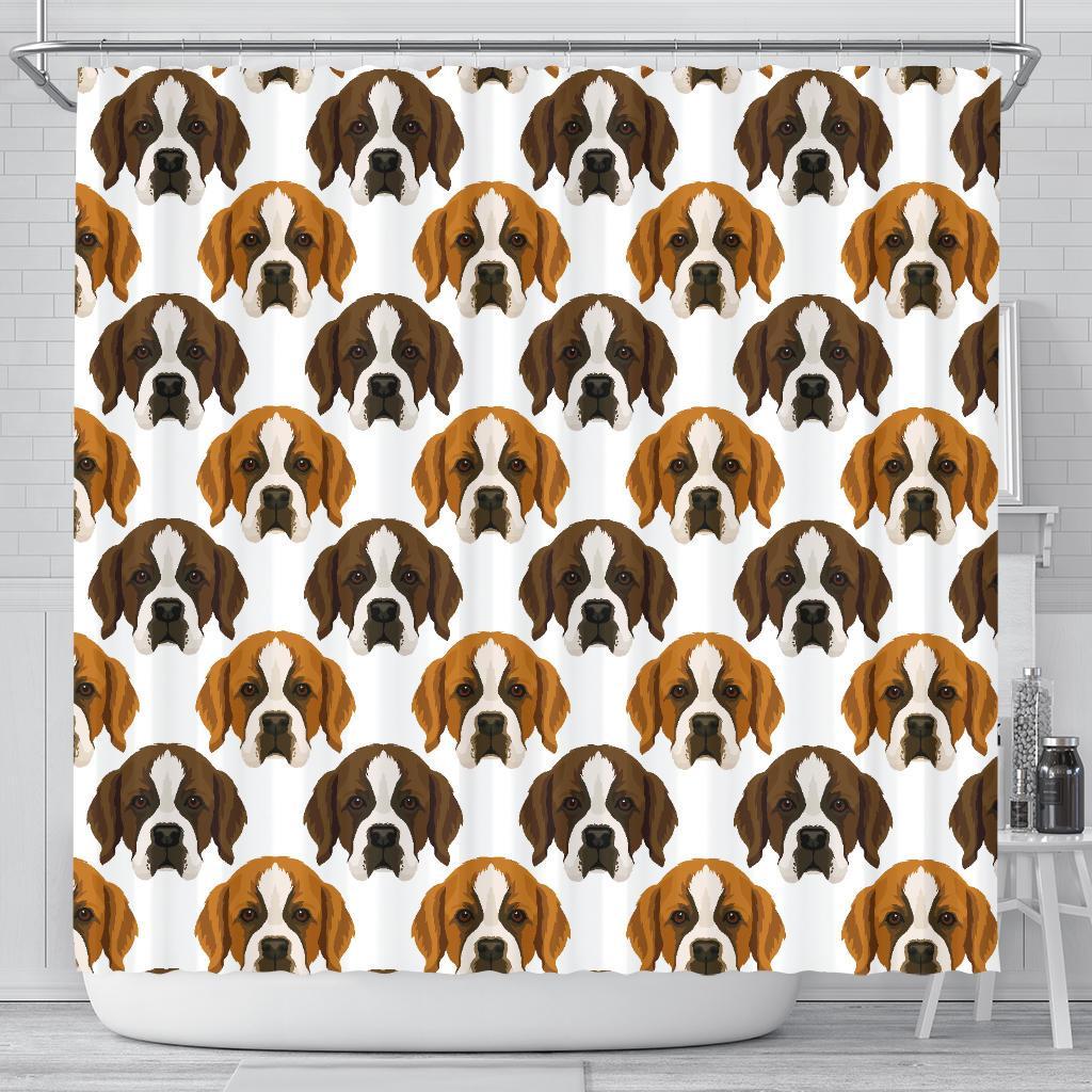 St Bernard Pattern Print Bathroom Shower Curtain-grizzshop