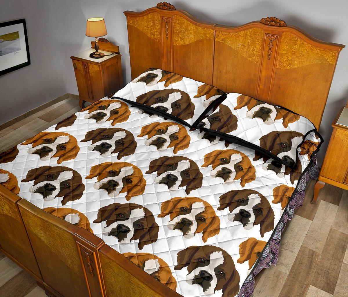 St Bernard Pattern Print Bed Set Quilt-grizzshop