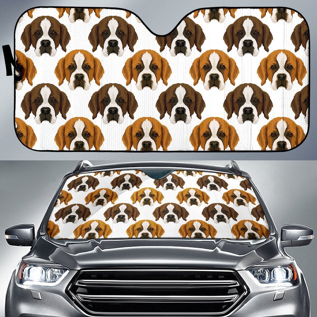 St Bernard Pattern Print Car Sun Shade-grizzshop