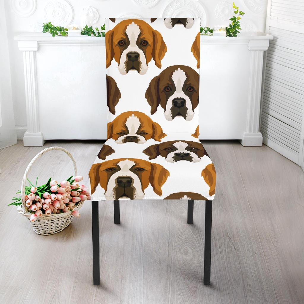 St Bernard Pattern Print Chair Cover-grizzshop