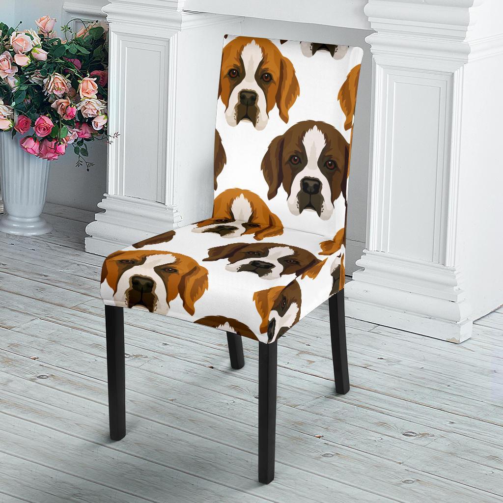 St Bernard Pattern Print Chair Cover-grizzshop