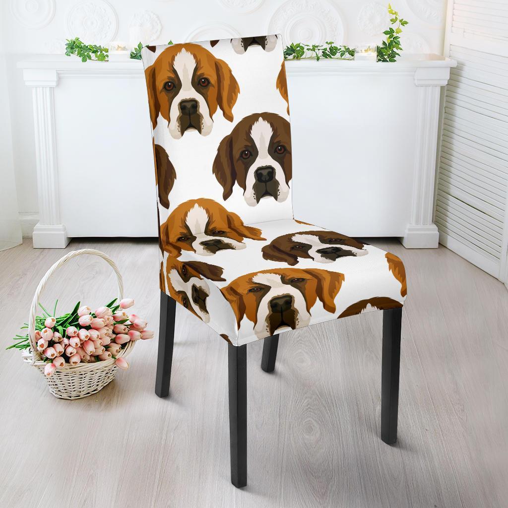 St Bernard Pattern Print Chair Cover-grizzshop