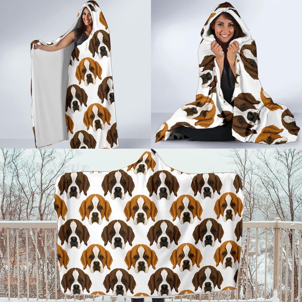 St Bernard Pattern Print Hooded Blanket-grizzshop