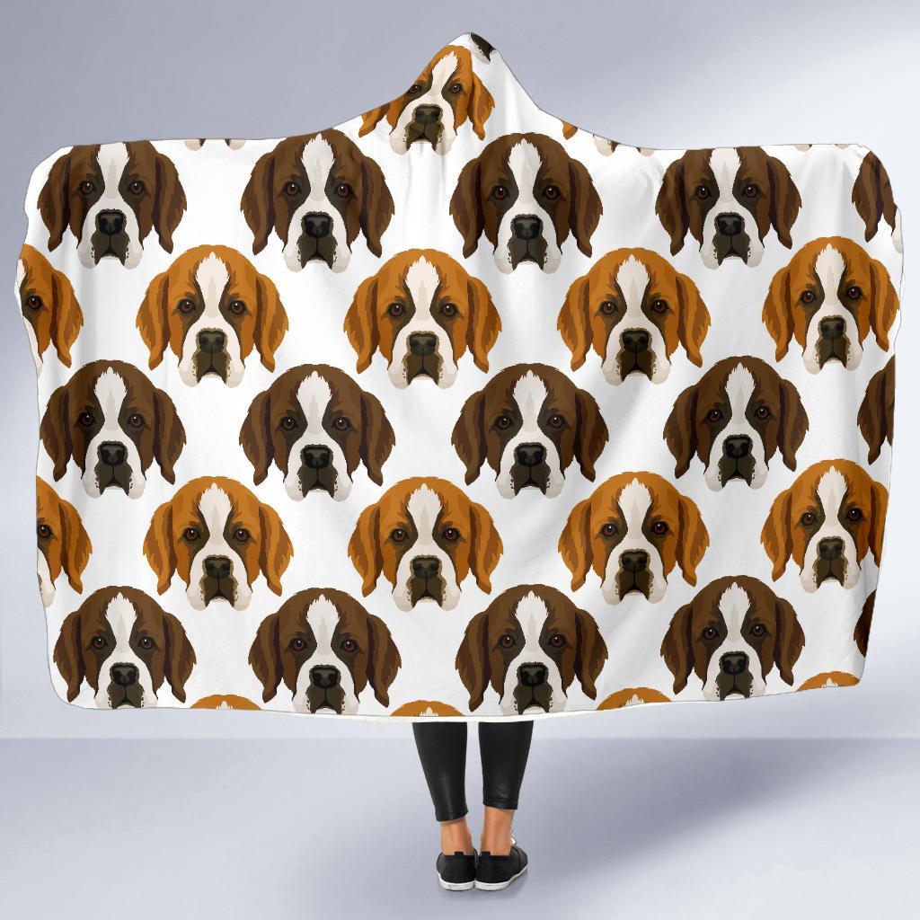 St Bernard Pattern Print Hooded Blanket-grizzshop