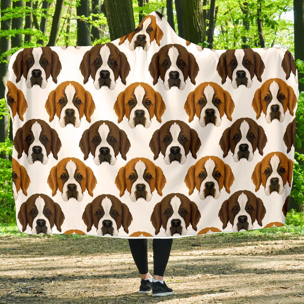 St Bernard Pattern Print Hooded Blanket-grizzshop