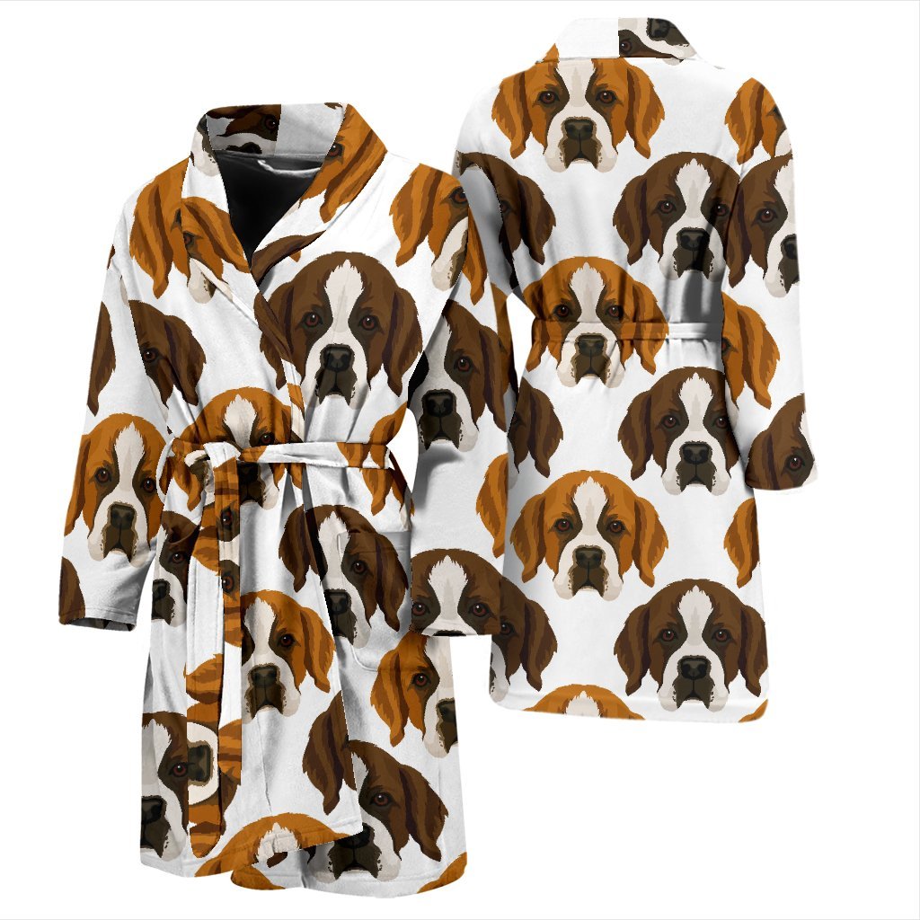 St Bernard Pattern Print Men Long Robe-grizzshop