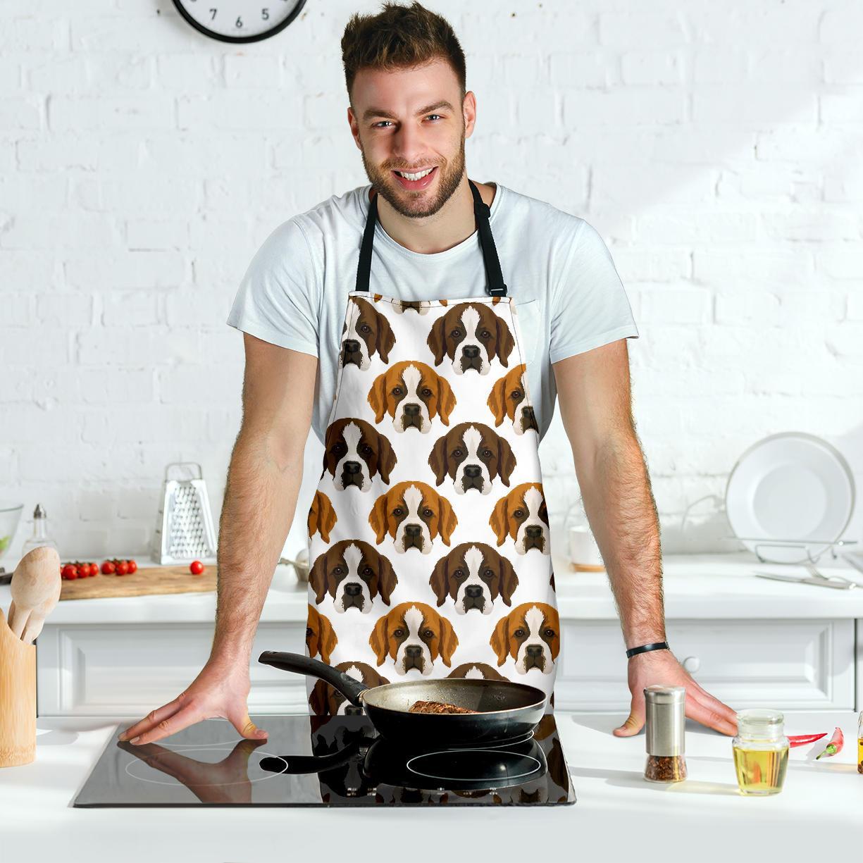 St Bernard Pattern Print Men's Apron-grizzshop