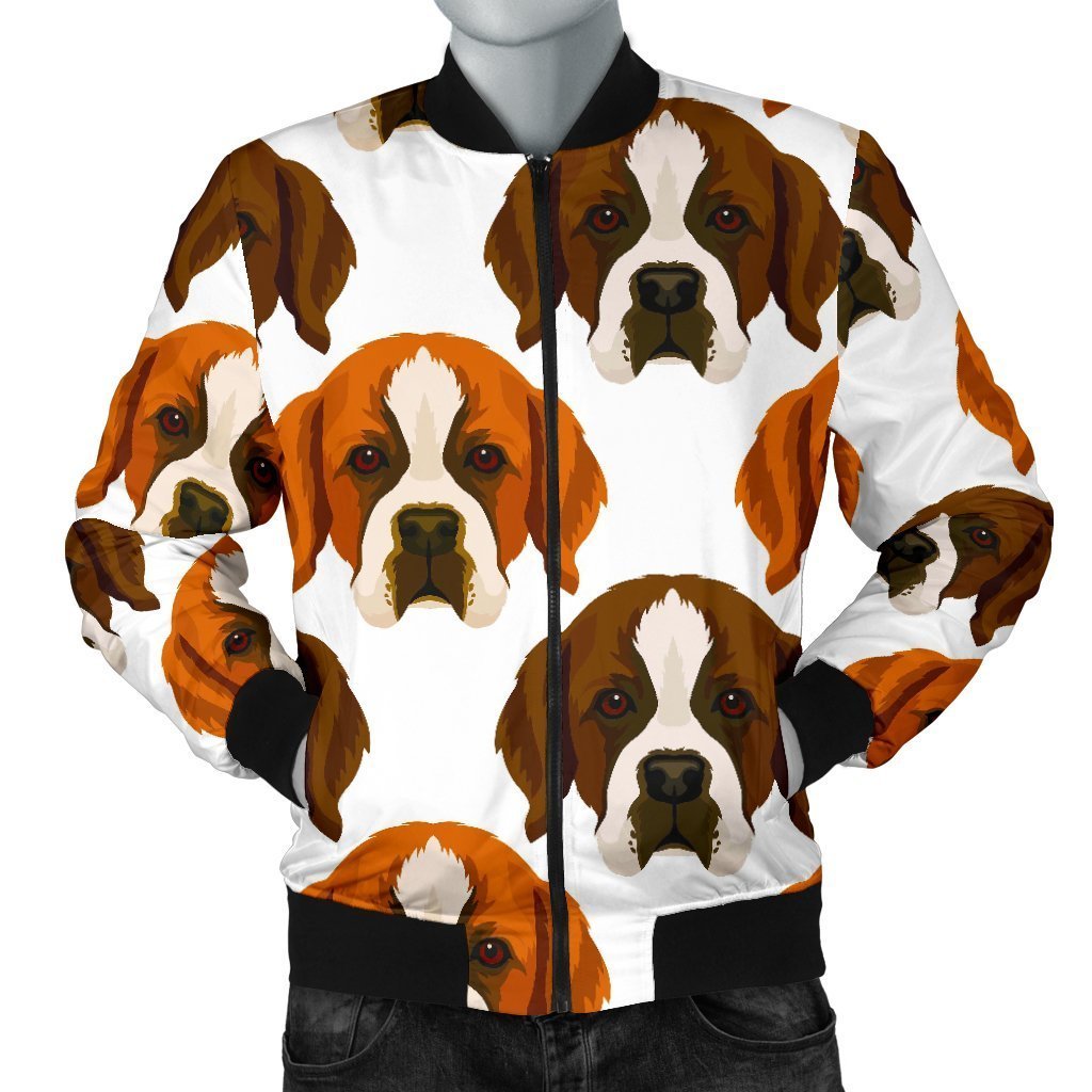 St Bernard Pattern Print Men's Bomber Jacket-grizzshop