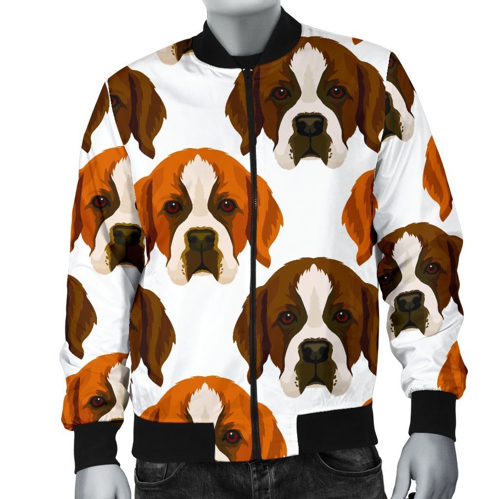 St Bernard Pattern Print Men's Bomber Jacket-grizzshop