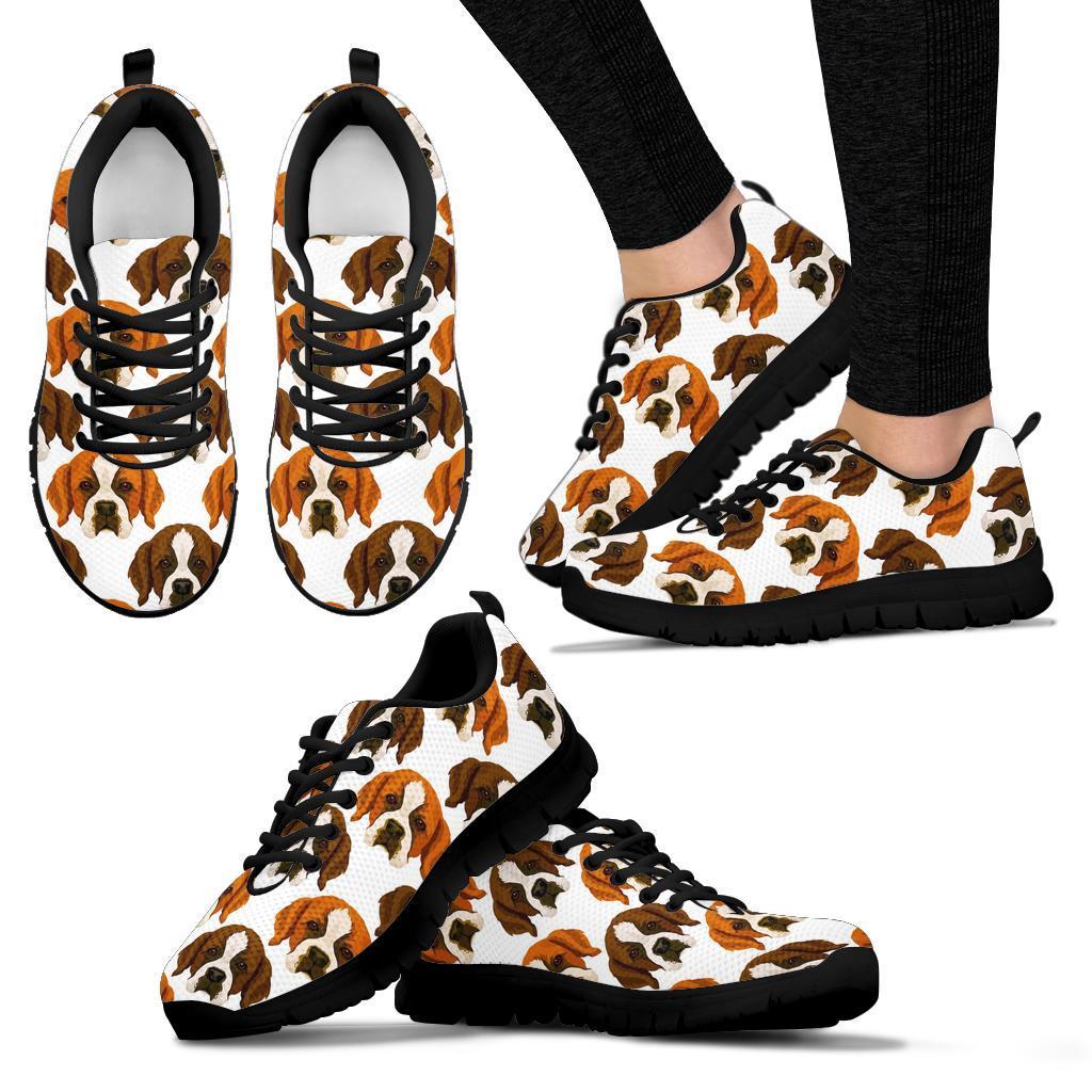 St Bernard Pattern Print Sneaker Shoes For Men Women-grizzshop