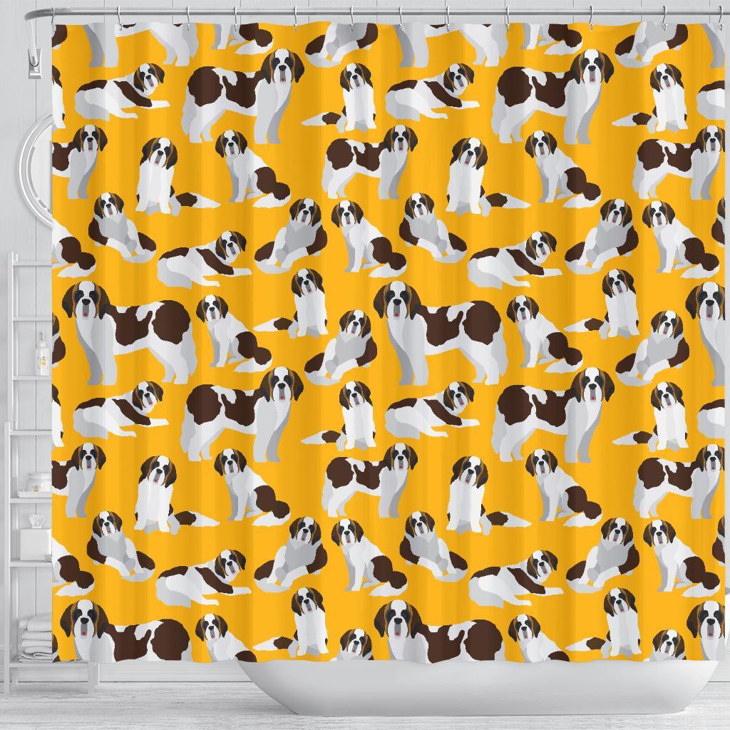 St Bernard Yellow Pattern Print Bathroom Shower Curtain-grizzshop