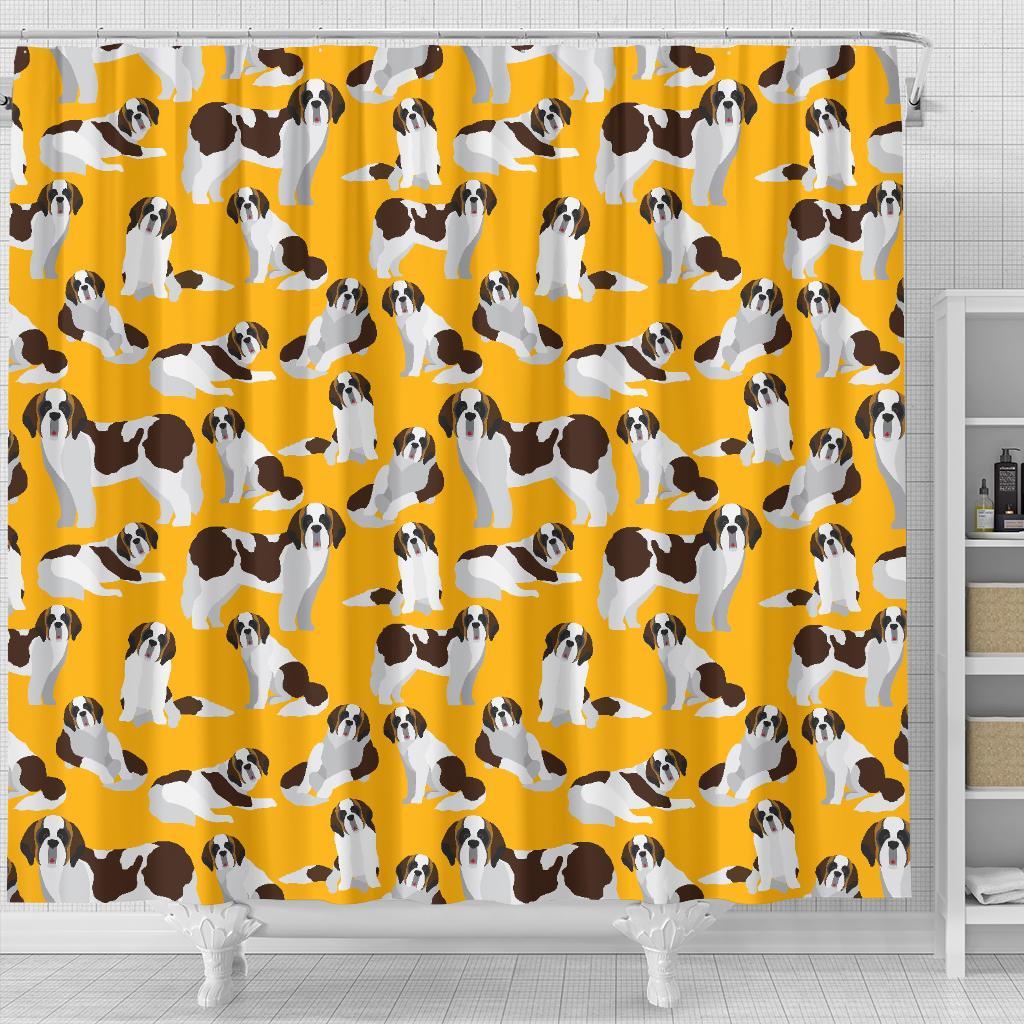 St Bernard Yellow Pattern Print Bathroom Shower Curtain-grizzshop