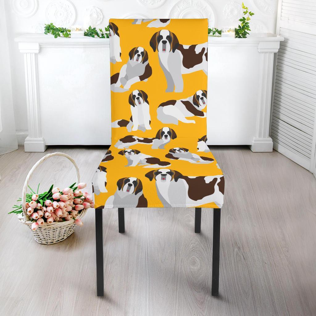 St Bernard Yellow Pattern Print Chair Cover-grizzshop