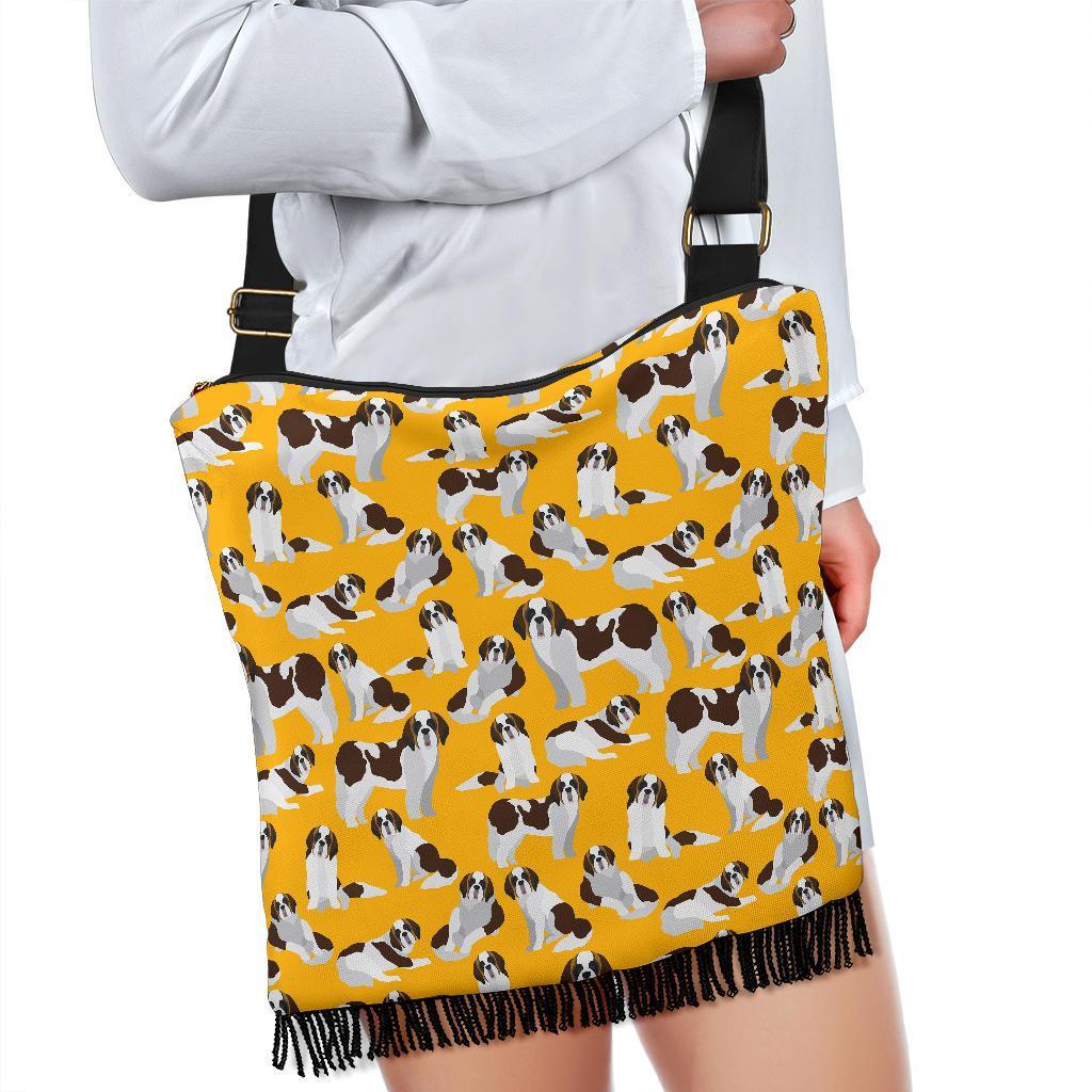 St Bernard Yellow Pattern Print Crossbody bags-grizzshop