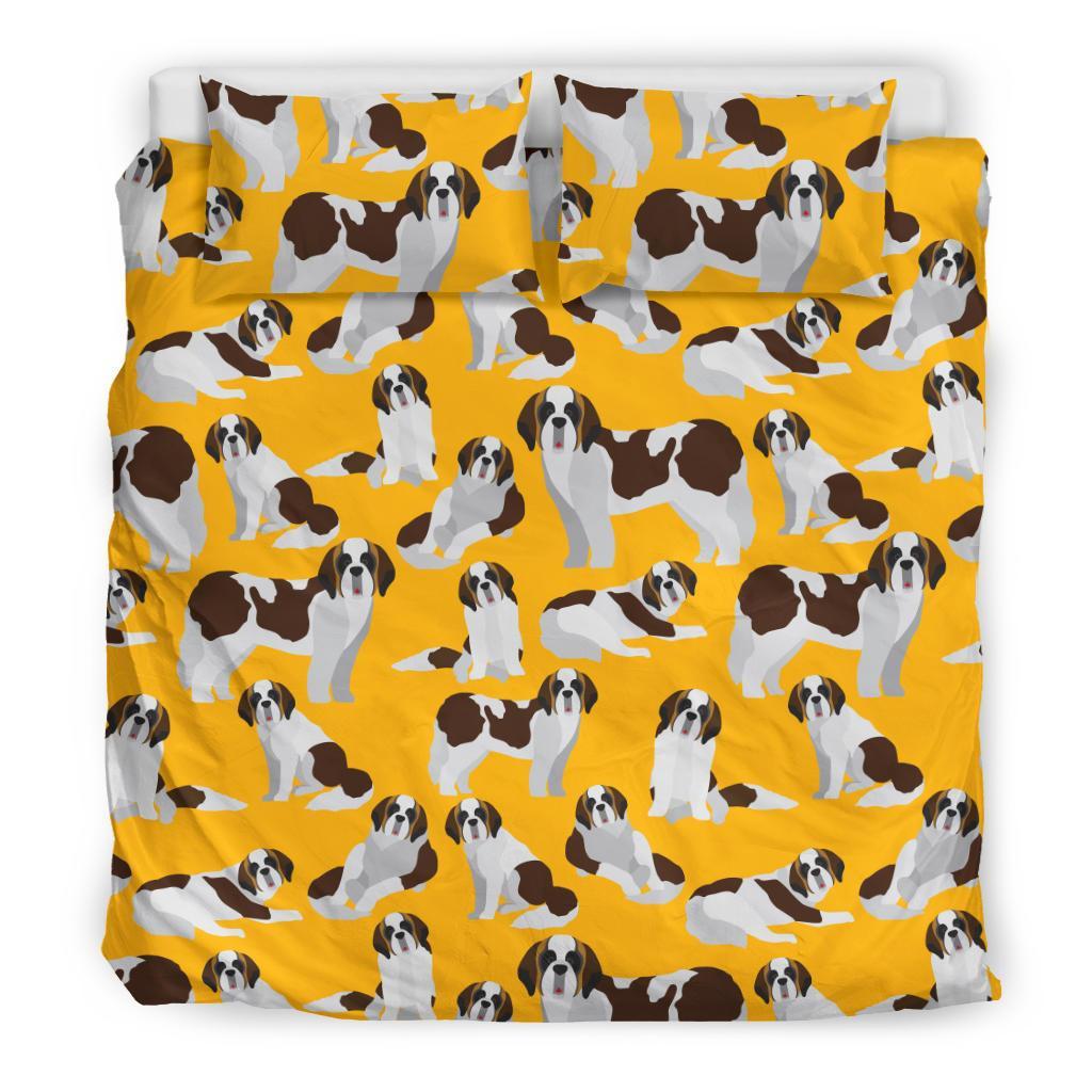 St Bernard Yellow Pattern Print Duvet Cover Bedding Set-grizzshop