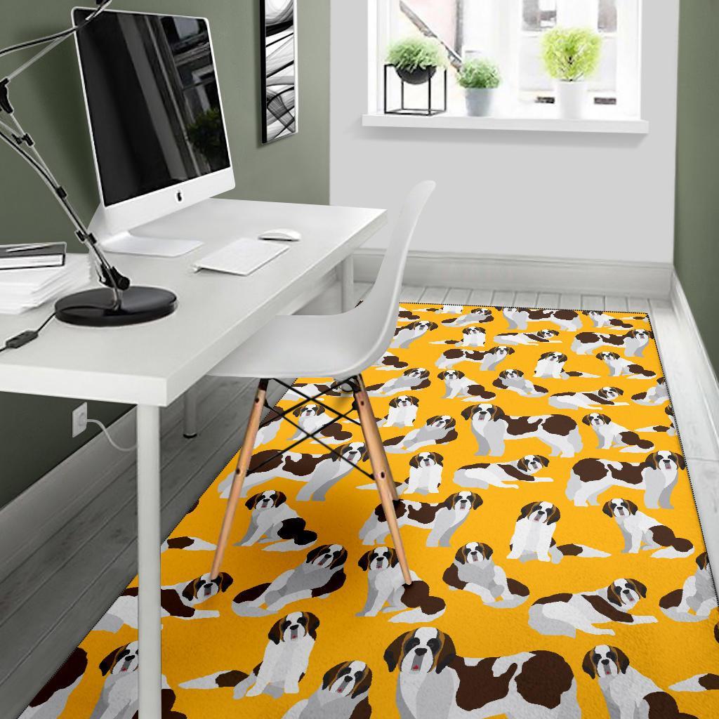 St Bernard Yellow Pattern Print Floor Mat-grizzshop