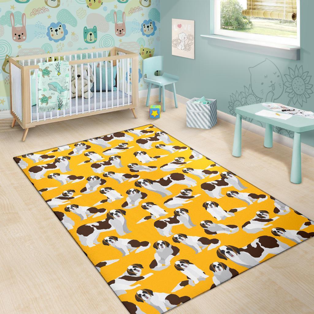 St Bernard Yellow Pattern Print Floor Mat-grizzshop