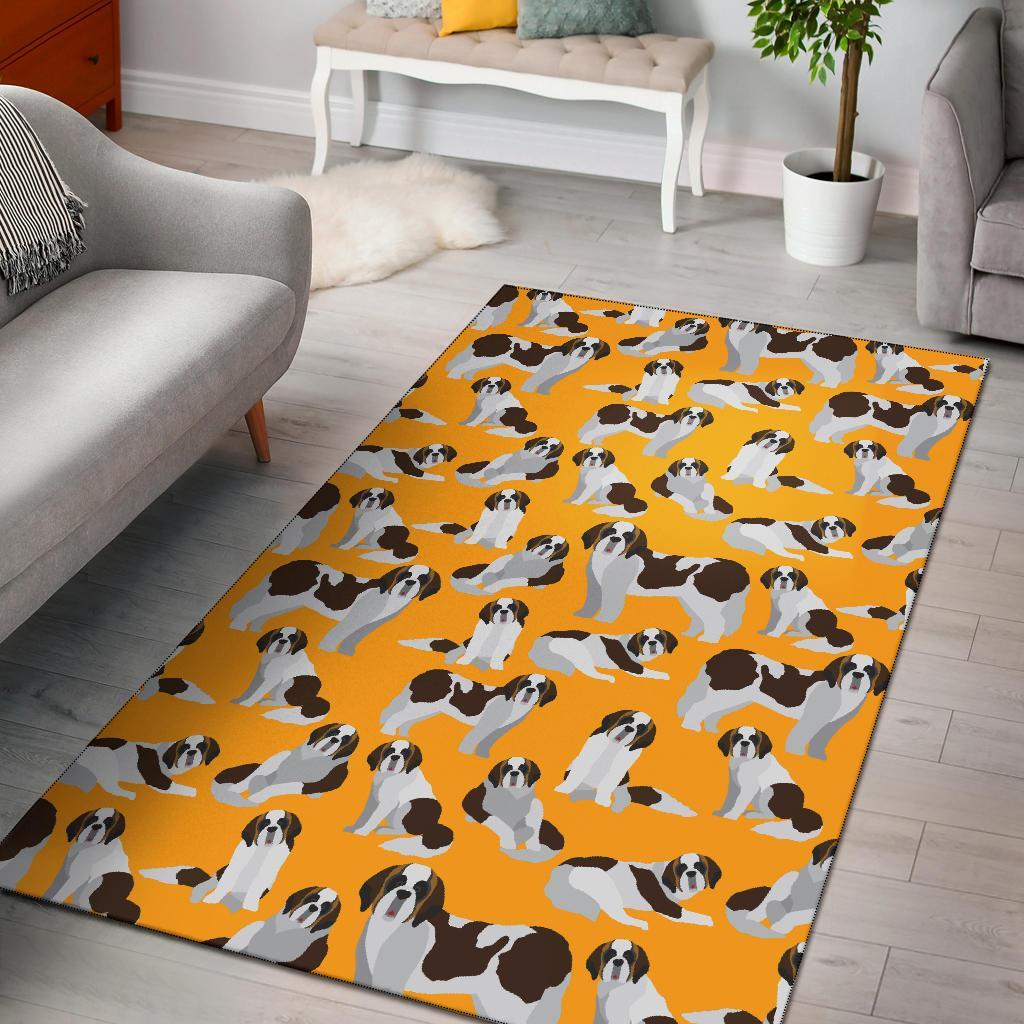 St Bernard Yellow Pattern Print Floor Mat-grizzshop