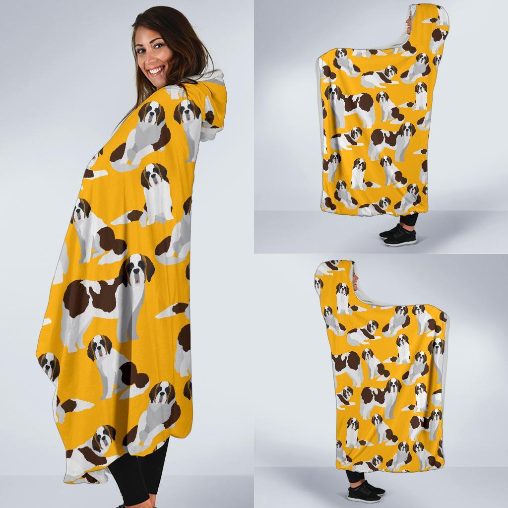 St Bernard Yellow Pattern Print Hooded Blanket-grizzshop