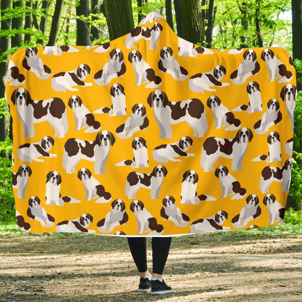 St Bernard Yellow Pattern Print Hooded Blanket-grizzshop