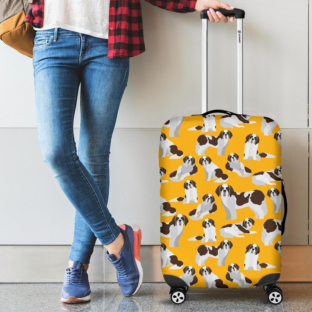 St Bernard Yellow Pattern Print Luggage Cover Protector-grizzshop