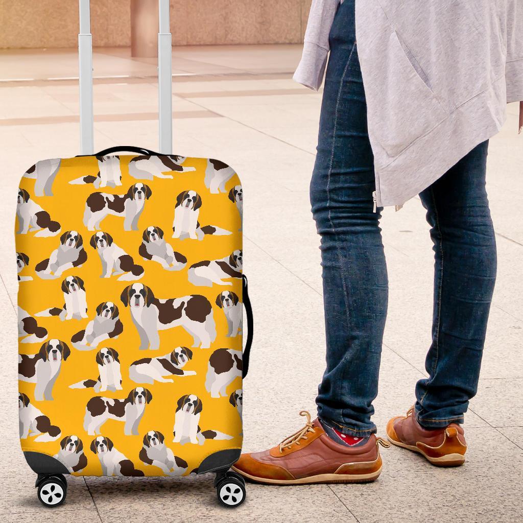 St Bernard Yellow Pattern Print Luggage Cover Protector-grizzshop