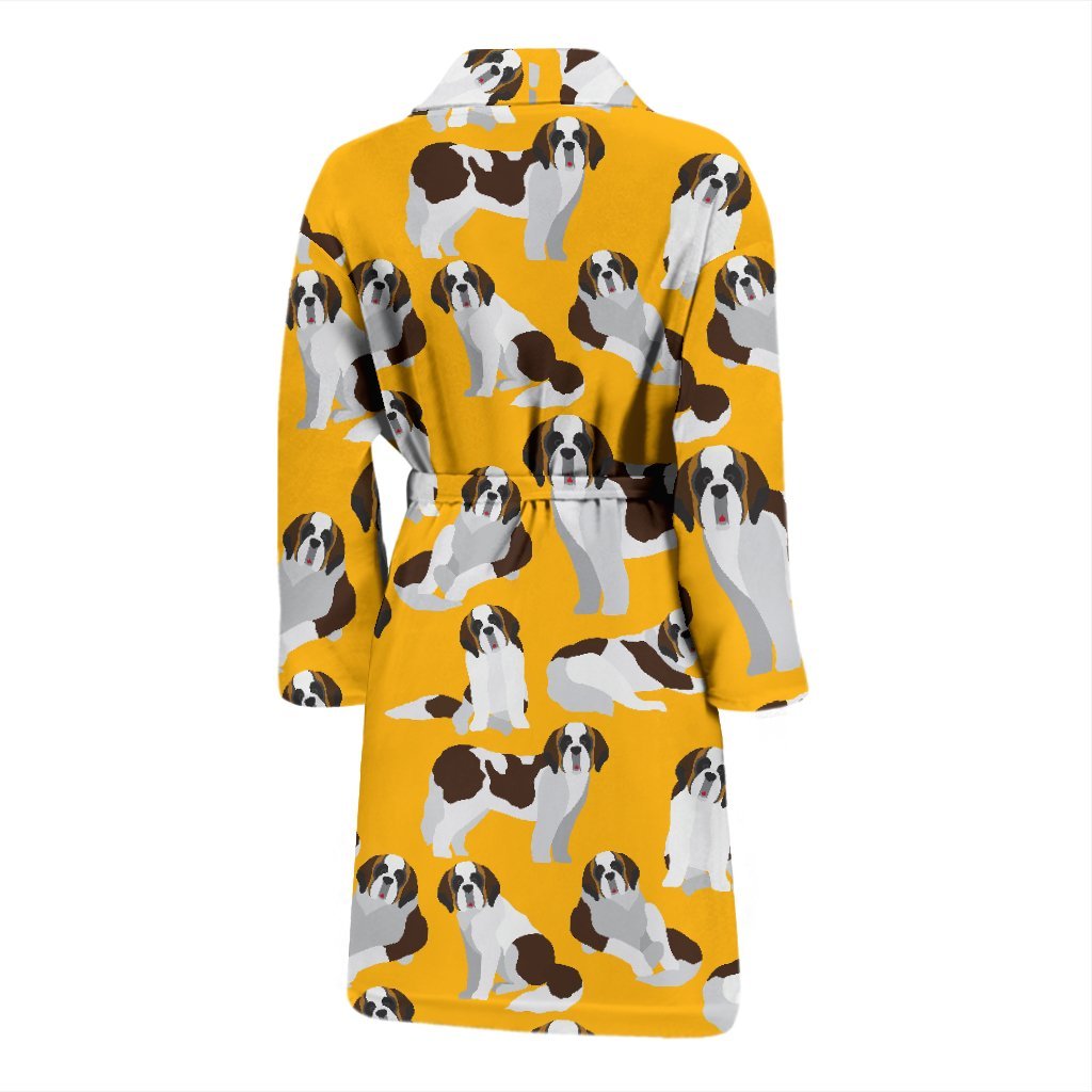 St Bernard Yellow Pattern Print Men Long Robe-grizzshop