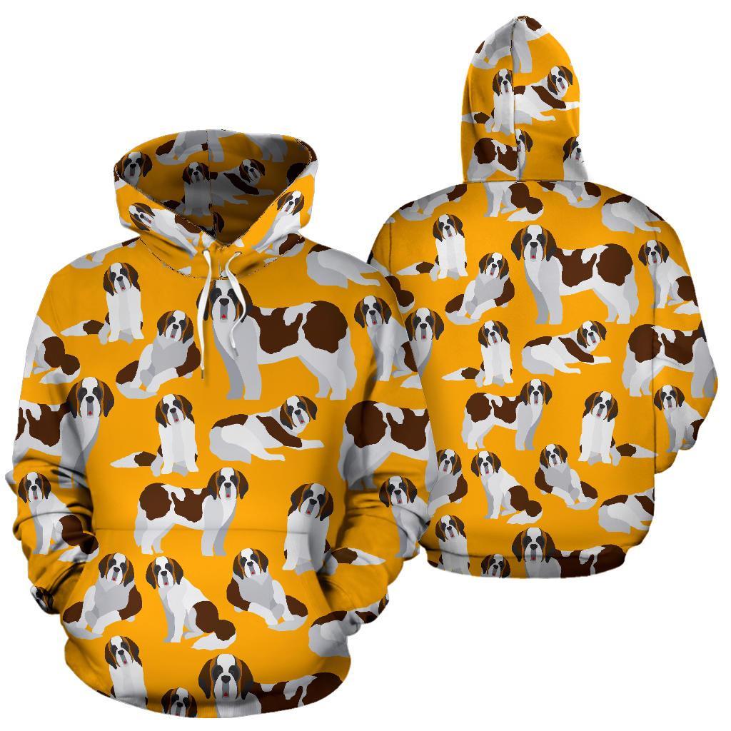 St Bernard Yellow Pattern Print Men Women Pullover Hoodie-grizzshop