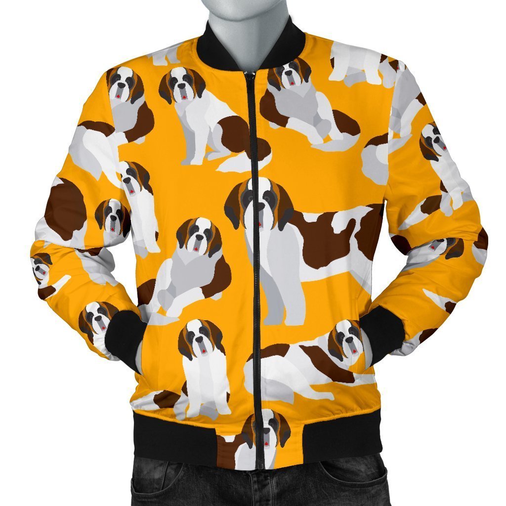 St Bernard Yellow Pattern Print Men's Bomber Jacket-grizzshop