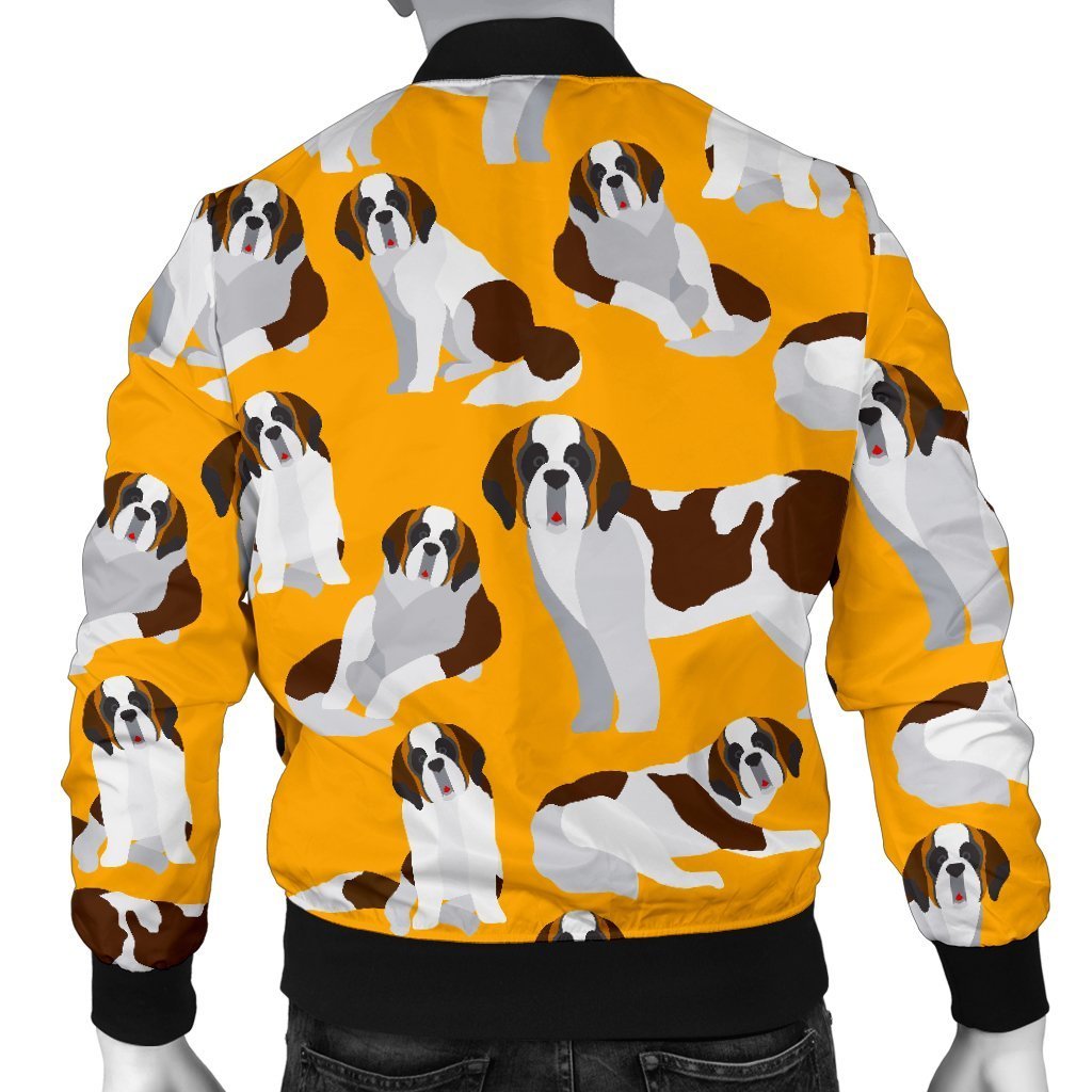 St Bernard Yellow Pattern Print Men's Bomber Jacket-grizzshop