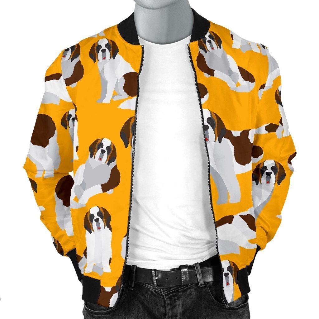 St Bernard Yellow Pattern Print Men's Bomber Jacket-grizzshop