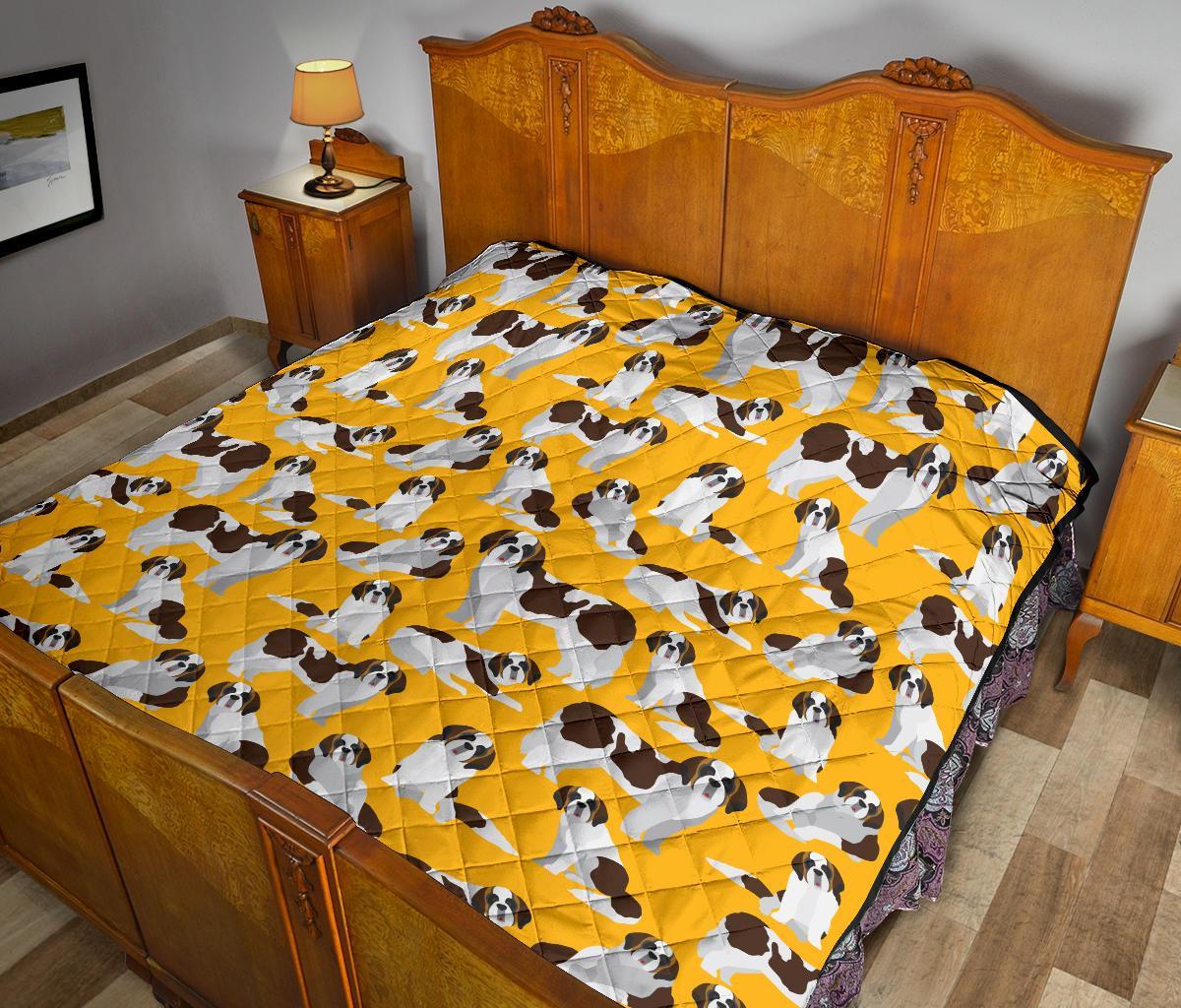 St Bernard Yellow Pattern Print Quilt-grizzshop