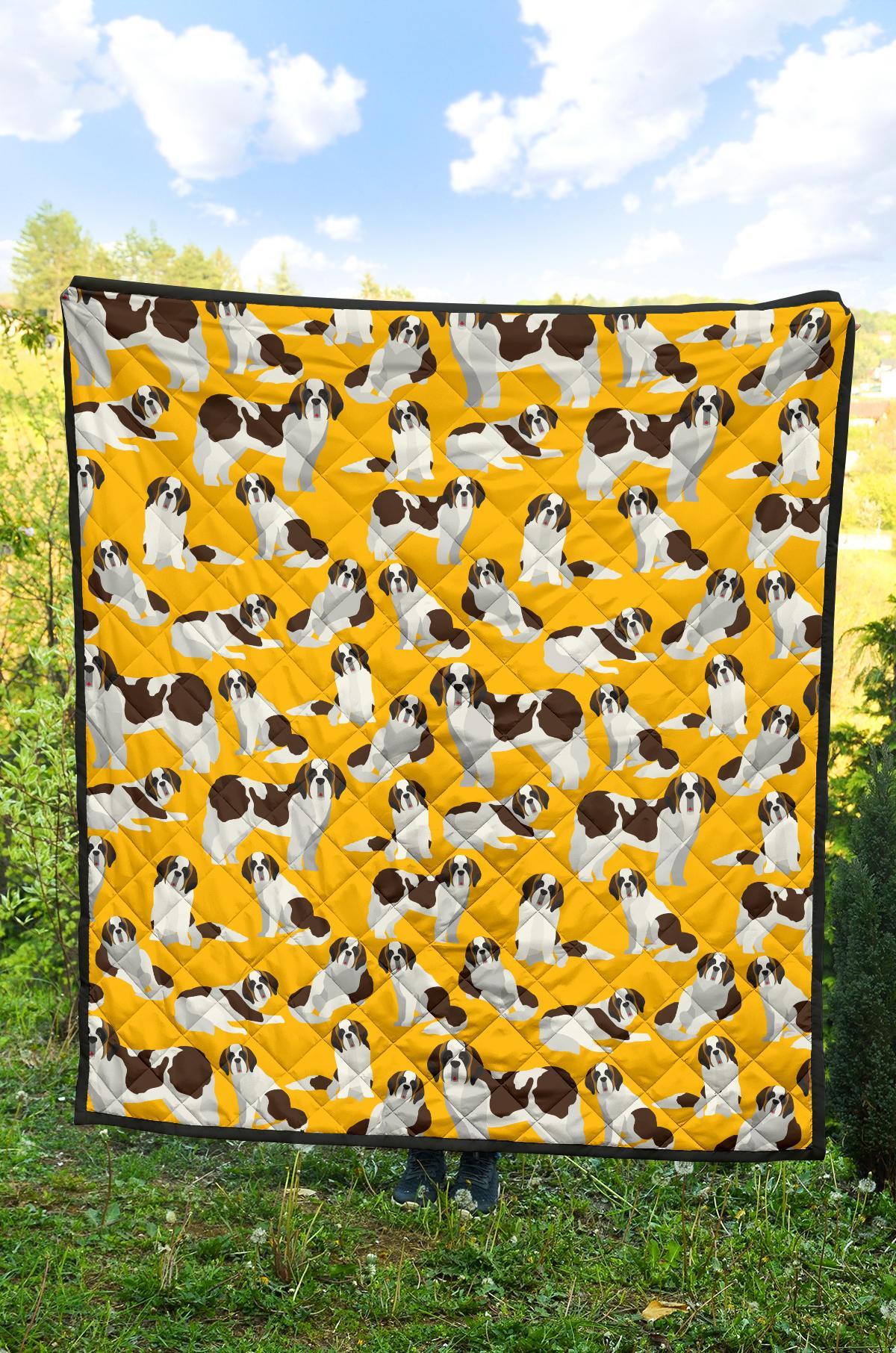 St Bernard Yellow Pattern Print Quilt-grizzshop