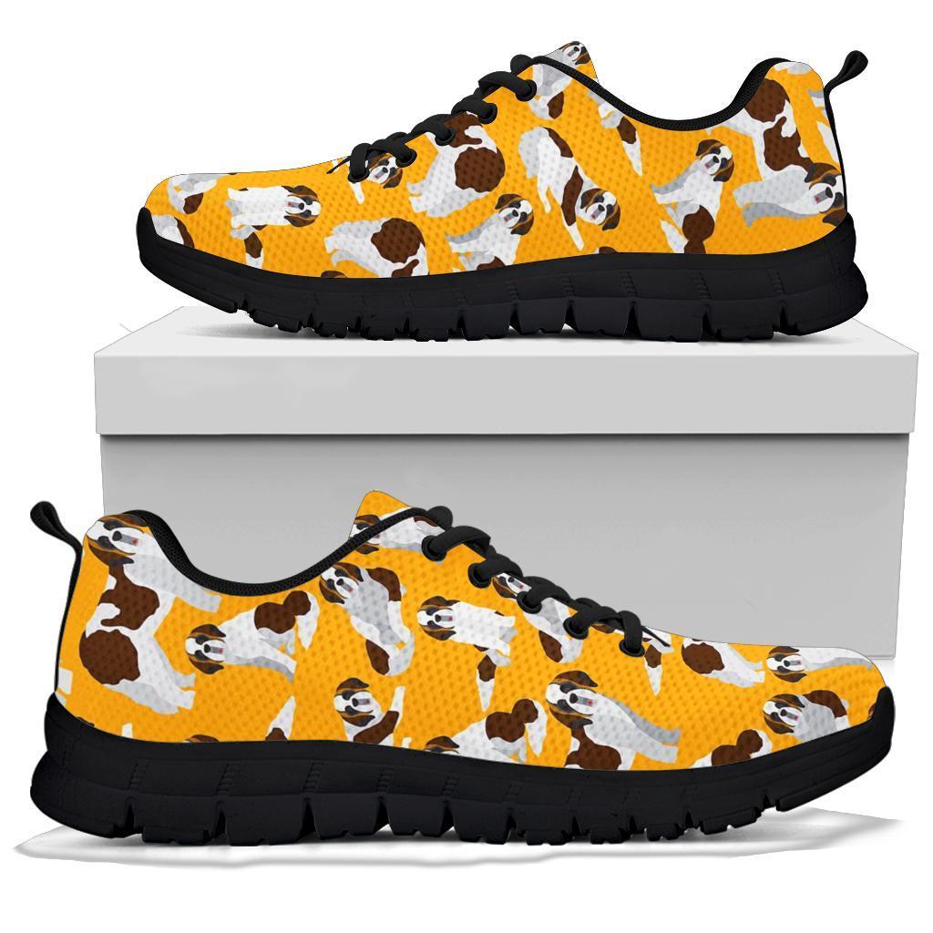 St Bernard Yellow Pattern Print Sneaker Shoes For Men Women-grizzshop