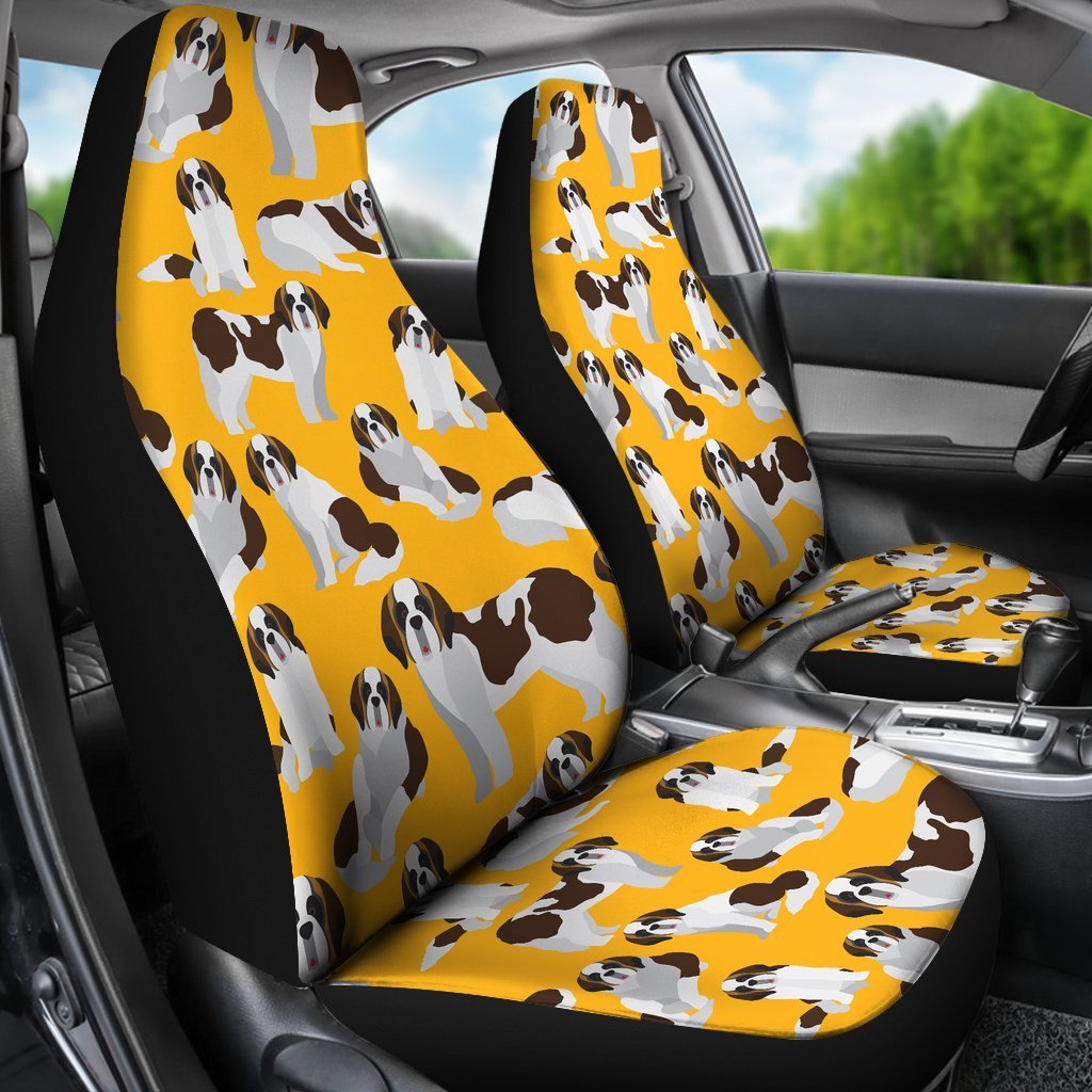 St Bernard Yellow Pattern Print Universal Fit Car Seat Covers-grizzshop