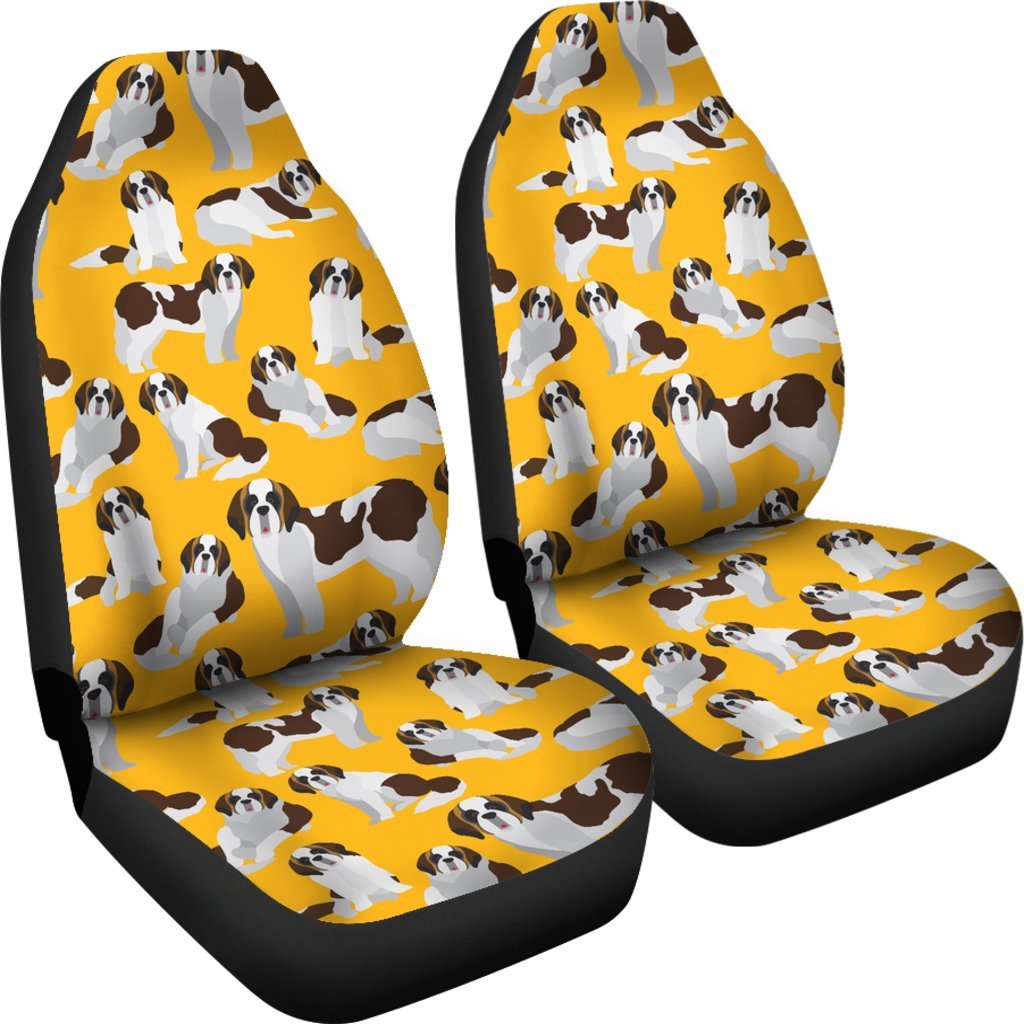 St Bernard Yellow Pattern Print Universal Fit Car Seat Covers-grizzshop