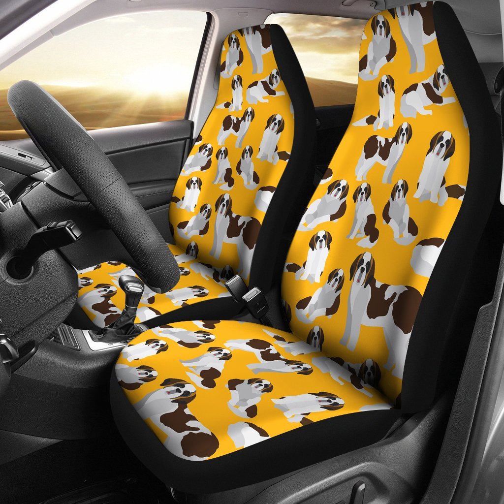 St Bernard Yellow Pattern Print Universal Fit Car Seat Covers-grizzshop