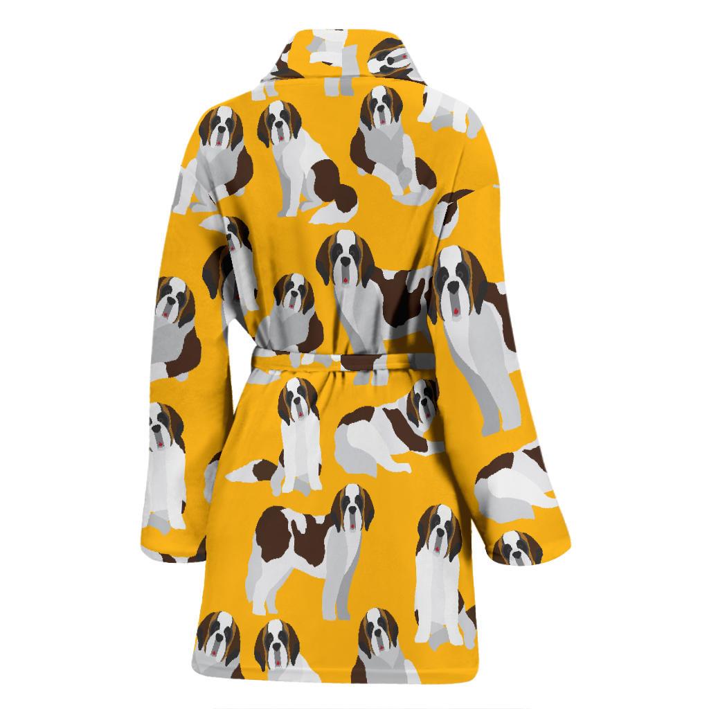 St Bernard Yellow Pattern Print Women Long Robe-grizzshop