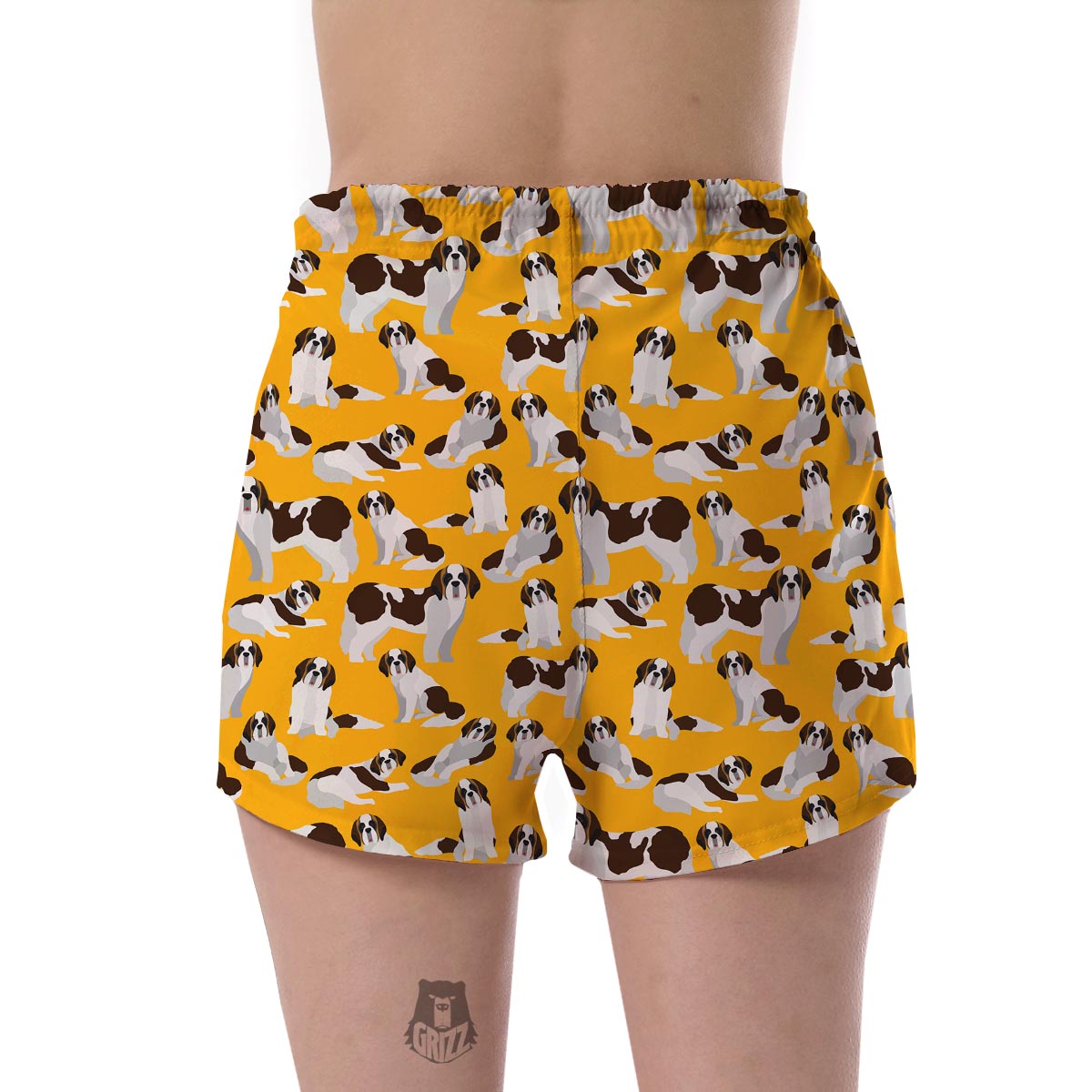 St Bernard Yellow Pattern Print Women's Shorts-grizzshop