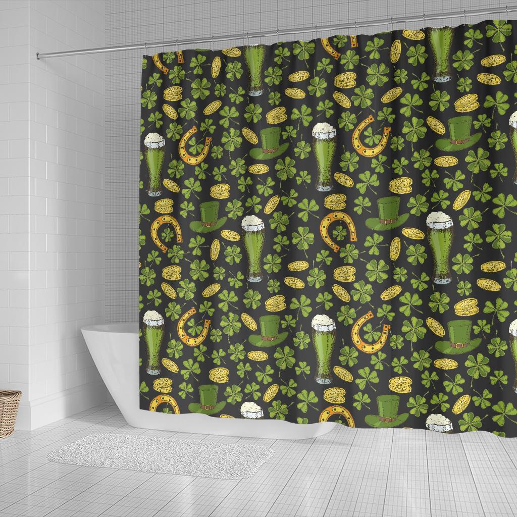 St Patrick's Day Leprechaun Beer Pattern Print Bathroom Shower Curtain-grizzshop