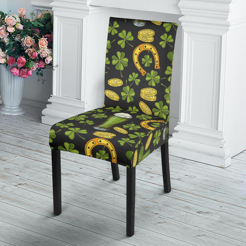 St Patrick's Day Leprechaun Beer Pattern Print Chair Cover-grizzshop