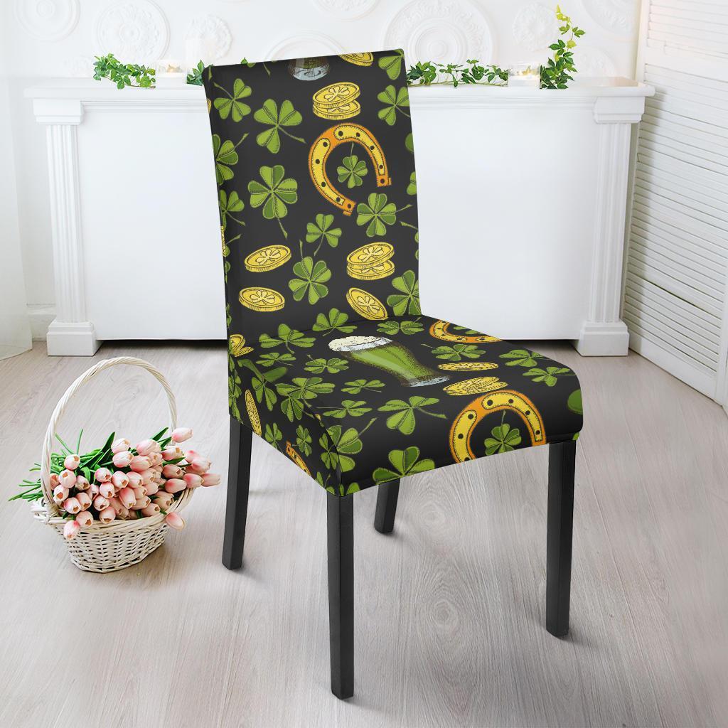 St Patrick's Day Leprechaun Beer Pattern Print Chair Cover-grizzshop