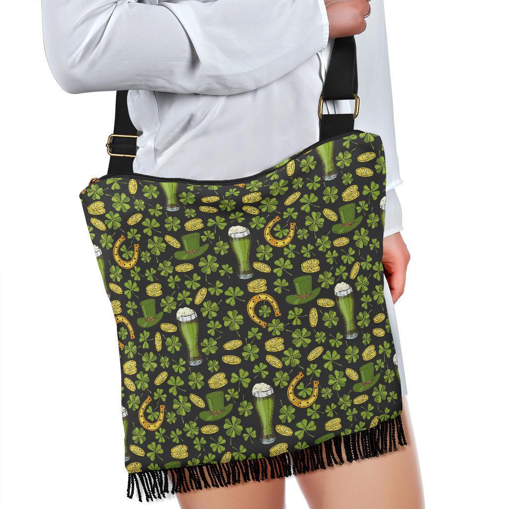 St Patrick's Day Leprechaun Beer Pattern Print Crossbody bags-grizzshop