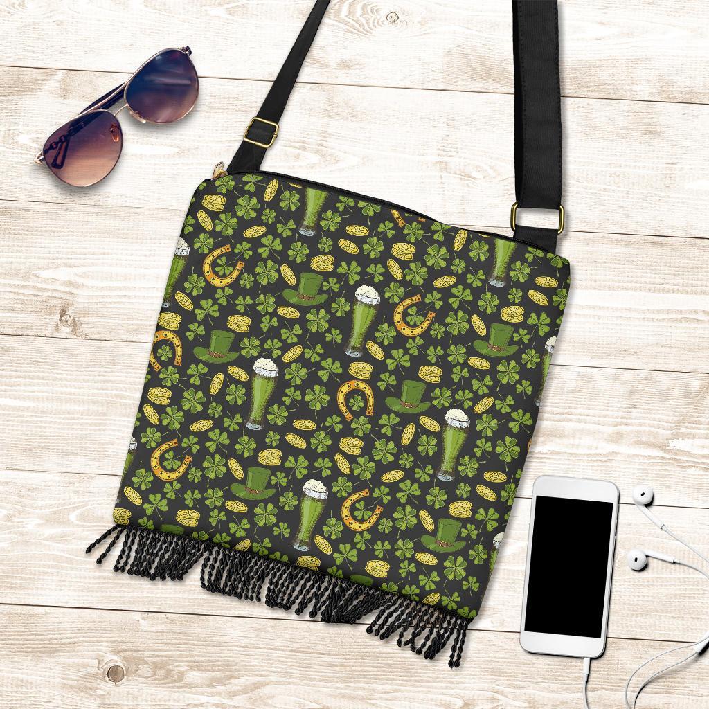 St Patrick's Day Leprechaun Beer Pattern Print Crossbody bags-grizzshop