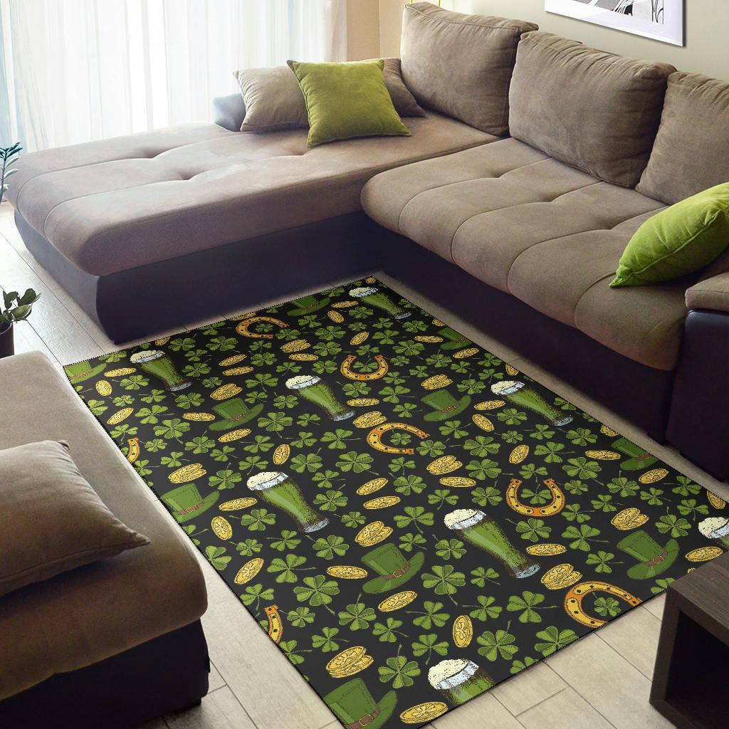 St Patrick's Day Leprechaun Beer Pattern Print Floor Mat-grizzshop